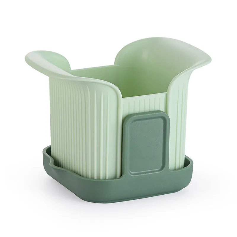 Green manual vegetable chopper with stainless steel blades and TPR handle for slicing onions potatoes cucumbers