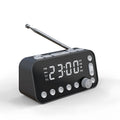 Black DAB bedside alarm clock with large LED display, upgrade pig tail antenna, and side USB ports.