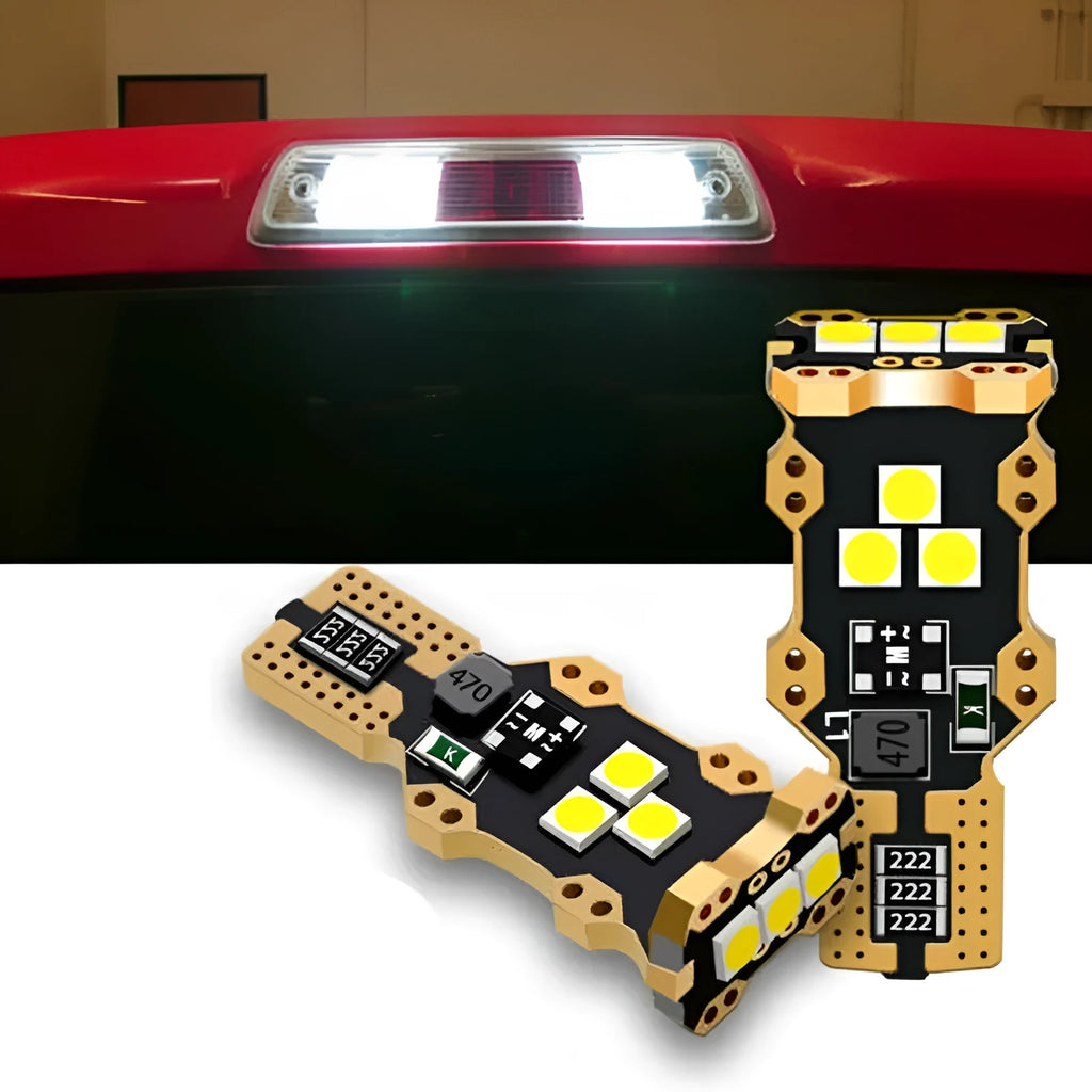T15 automotive reverse light bulb with clear PVC lens and white 6000K colour temperature