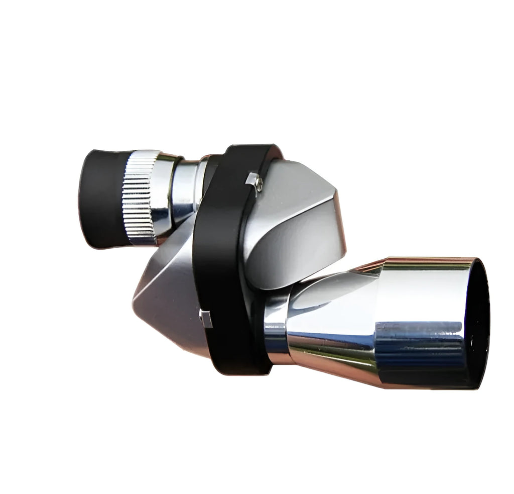 Compact aluminium alloy monocular telescope with 8x20 lens, shown with its included canvas carry bag and cleaning cloth.