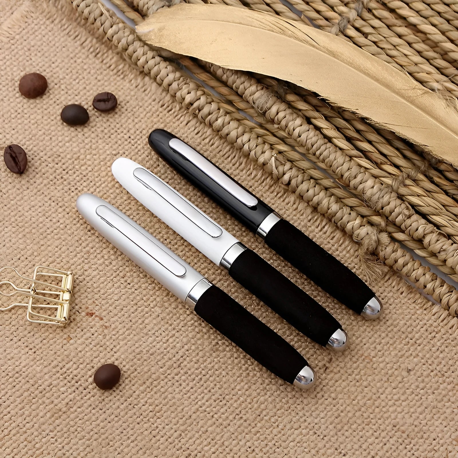 EVA metal cap mini ballpoint pen with a 1.0mm tip, shown in silver colour.