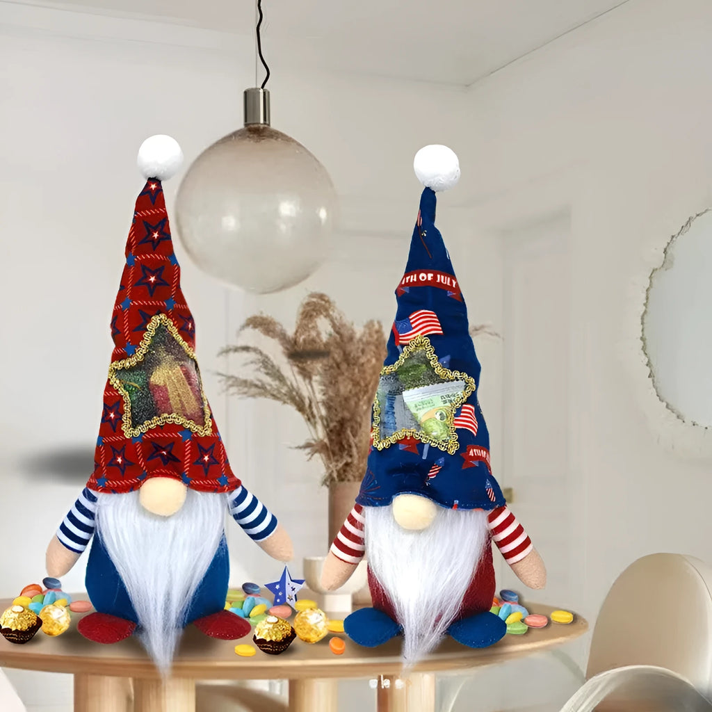 Two faceless baby doll Christmas decorations in polyester cloth with 32cm by 12cm dimensions