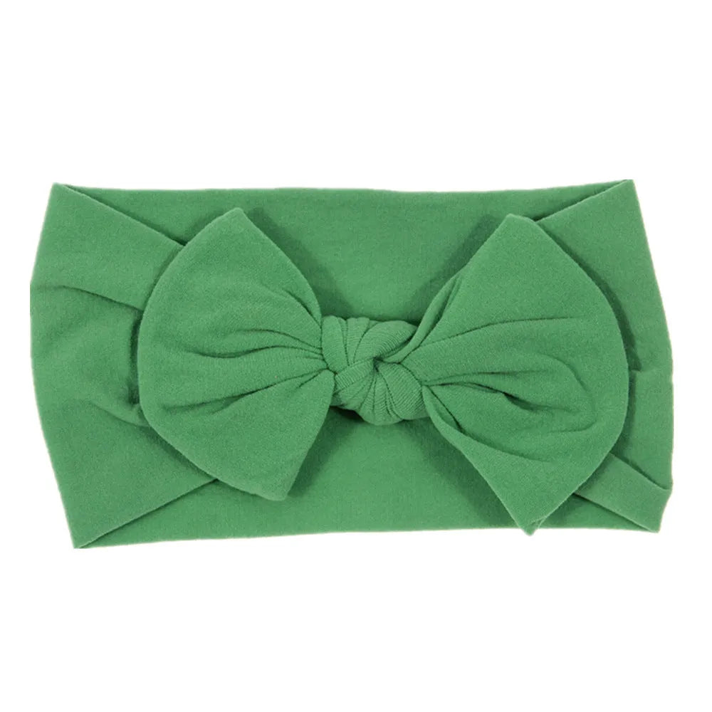 Bohemian children's hairband with wide nylon bow in Army Green, 10.5 x 7.5 cm bow, cloth band