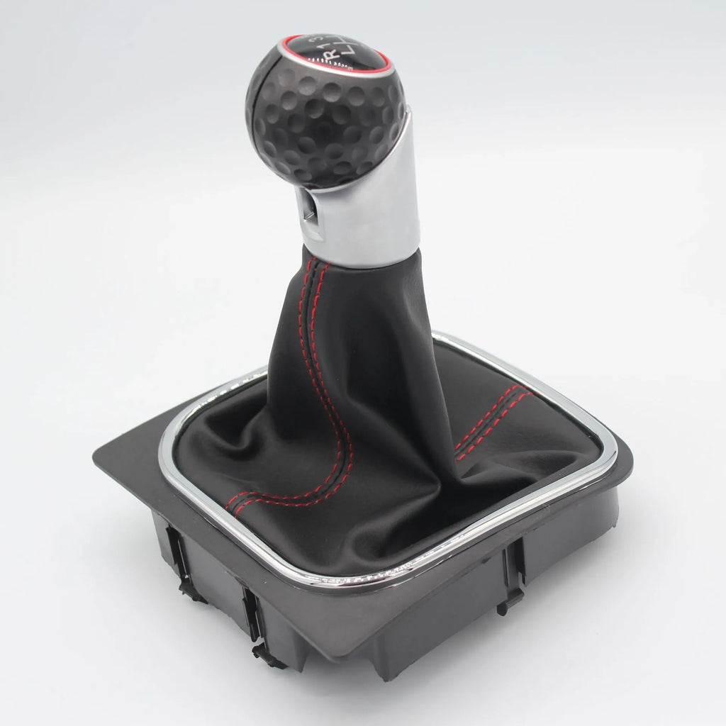 Leather gear lever dust boot cover for Volkswagen Golf manual models, shown in one of two colour options.