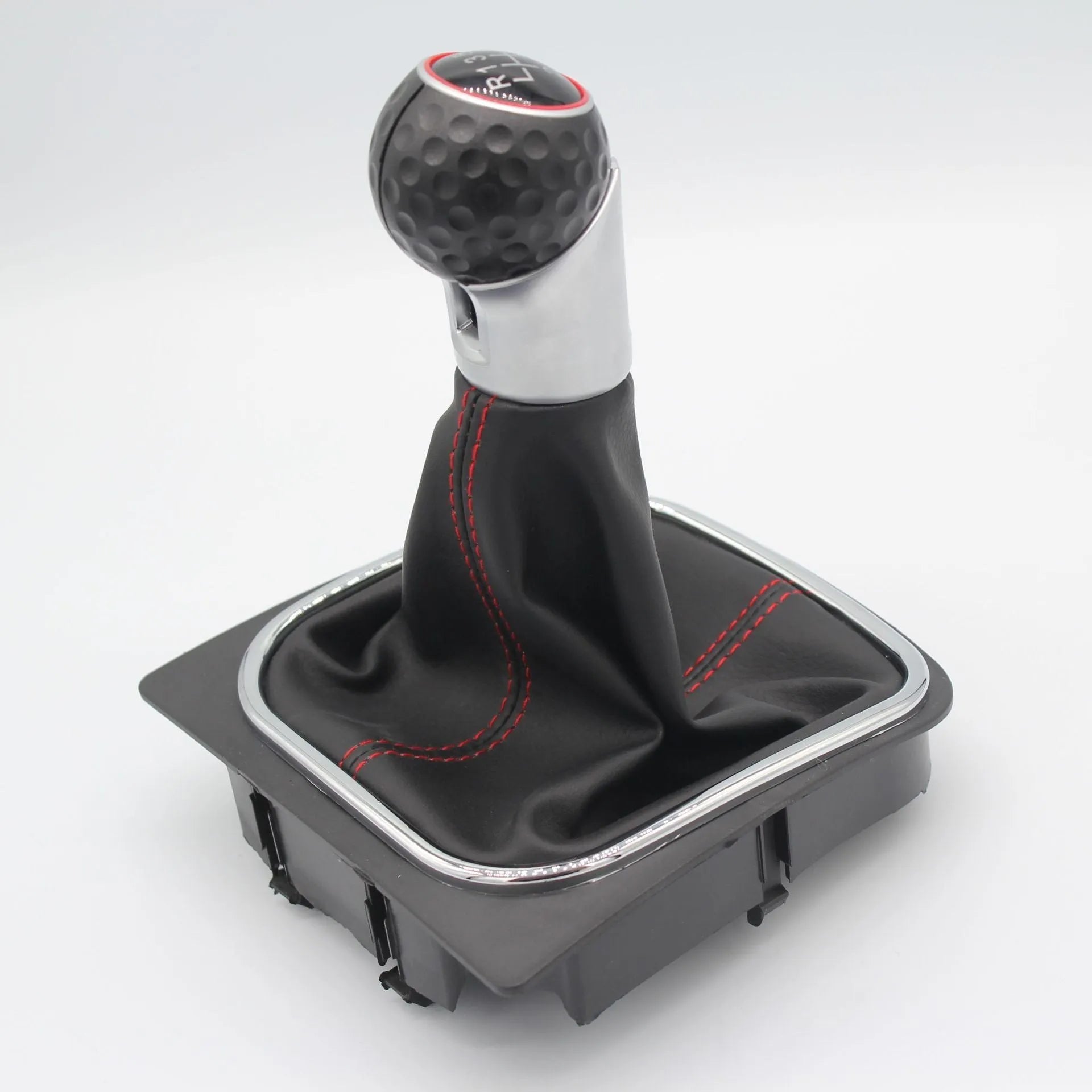 Leather gear lever dust boot cover for Volkswagen Golf manual models, shown in one of two colour options.