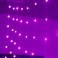 Copper curtain string lights with multiple LED beads, powered by a USB cable, shown in blue colour.