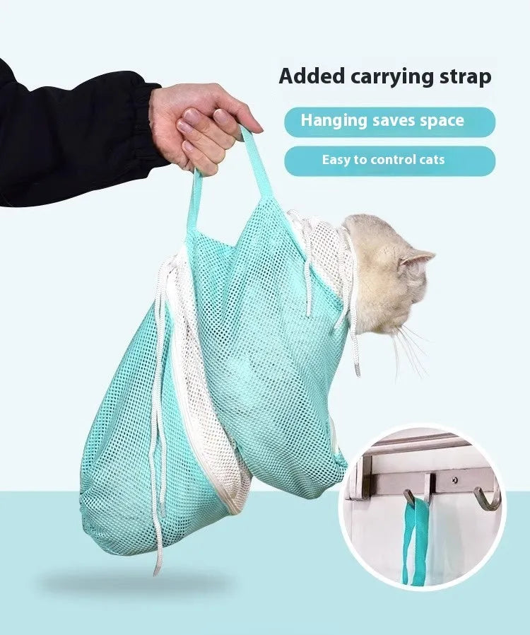 Fifth-generation cat grooming bag with detachable design in grey and white colour