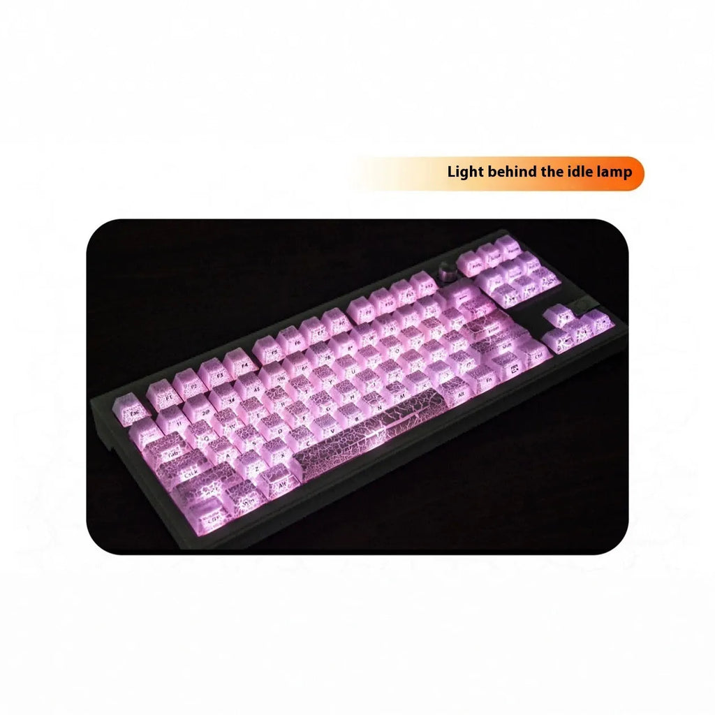 White transparent mechanical keyboard keycap set with double stitching and fission side carving design