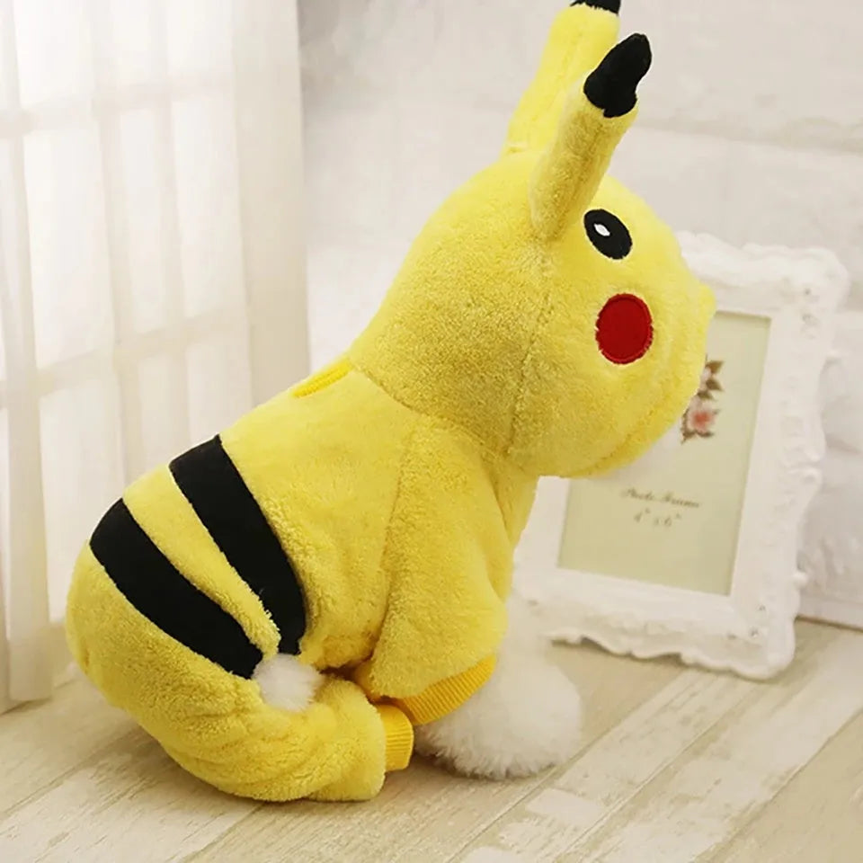 Fleece cat coat and hoodie set in a cartoon costume style for autumn and winter wear.