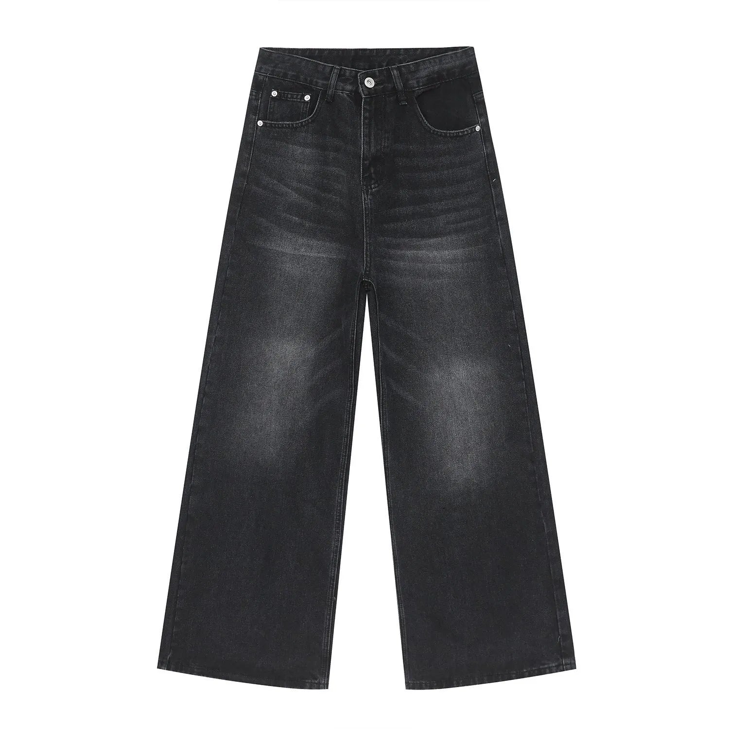 Men's retro washed straight casual jeans in cotton blend, mid waist, zipper fly, five colour options