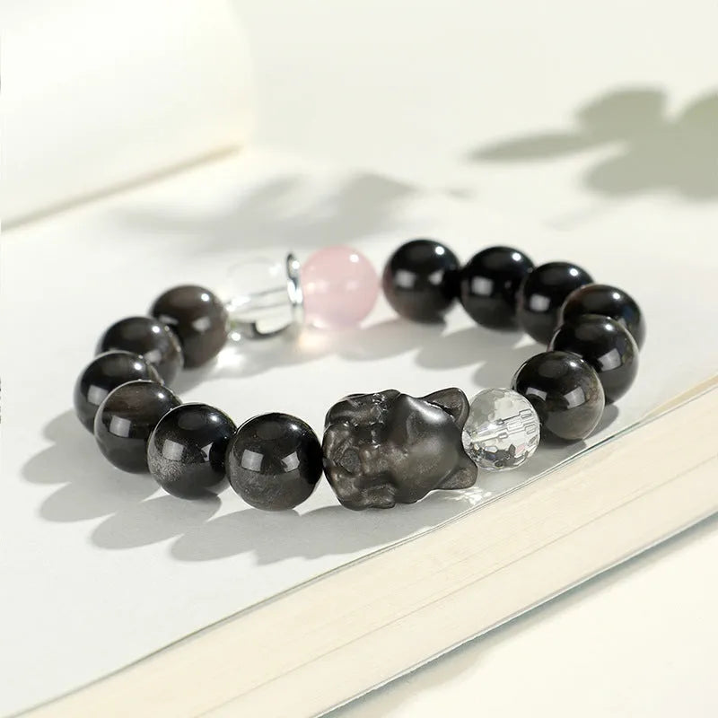 Silver Stone crystal beaded bracelet with electroplated finish and mixed crystal elements