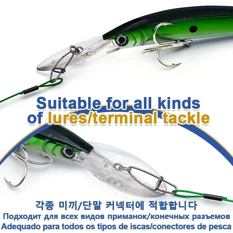 Anti-bite steel wire fishing accessories with double buckle pins measuring 54cm in length