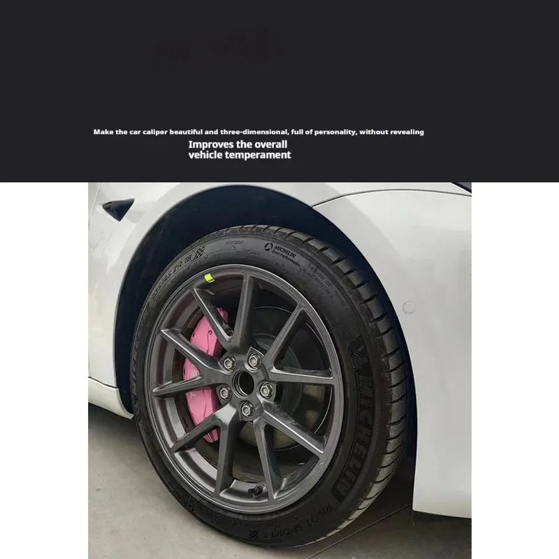 Tesla Model 3 aluminium alloy brake caliper cover in red colour clip-on appearance modification