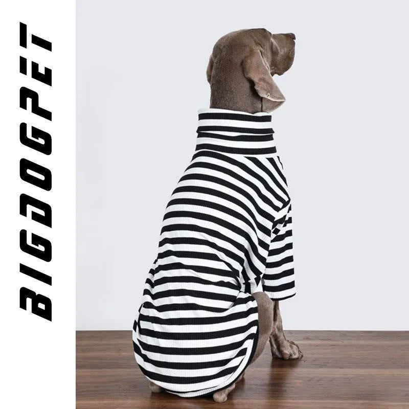 Black and white thin polyester inner layer clothing for large dogs showing size options up to XXXL