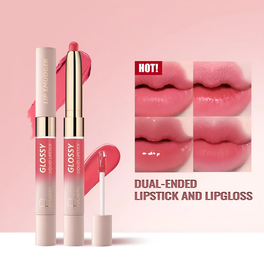 Double-headed lipstick lip gloss with matte finish in ten colour options