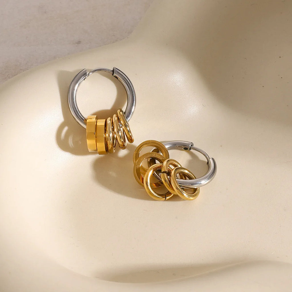 Personality stainless steel ins style earrings with electroplated finish in JDE2405019 colour options