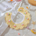 Handmade wool woven cat collar for British Shorthair kittens with embroidery decoration in cartoon style