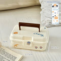 White plastic storage box with double-layer design and removable divider for flexible organisation