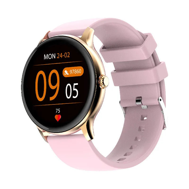 Blood pressure smart sports watch with 1.28-inch touch screen and silicone band in three colour options