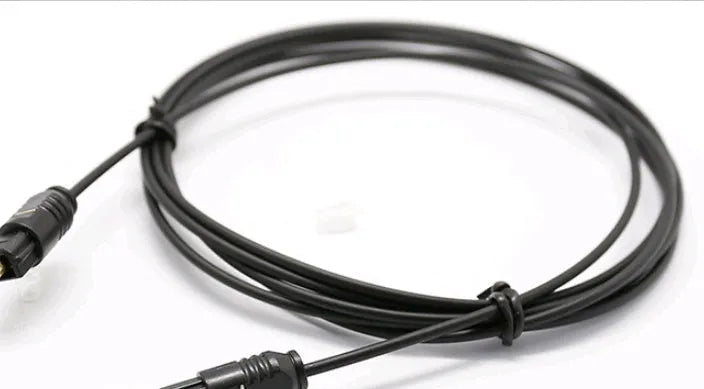OD2.2 optical digital audio cable with Toslink connectors on a white background.