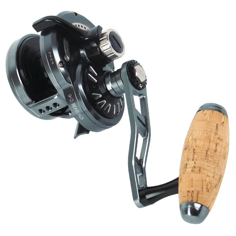 Portable fishing line winder with composite fibre construction and extension shaft