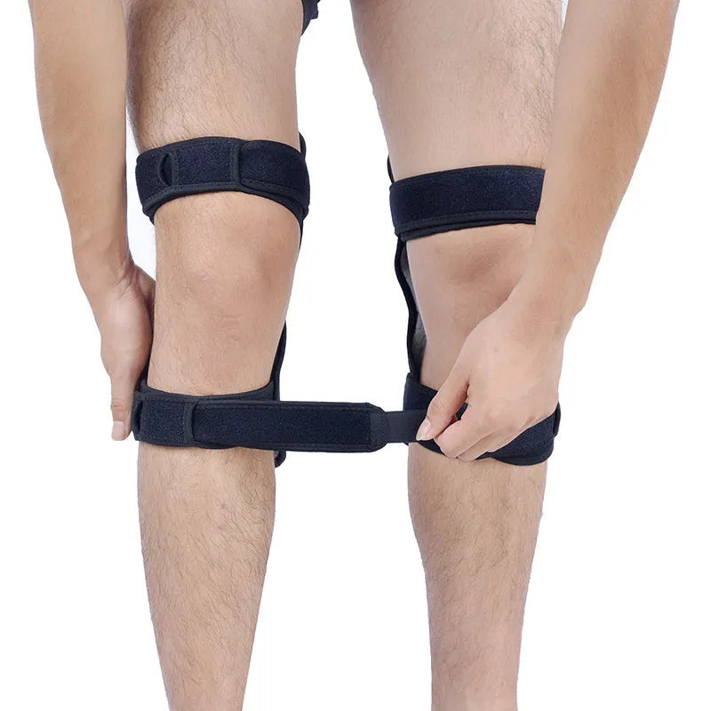 Adjustable knee brace with spring support system for mountaineering and sports activities