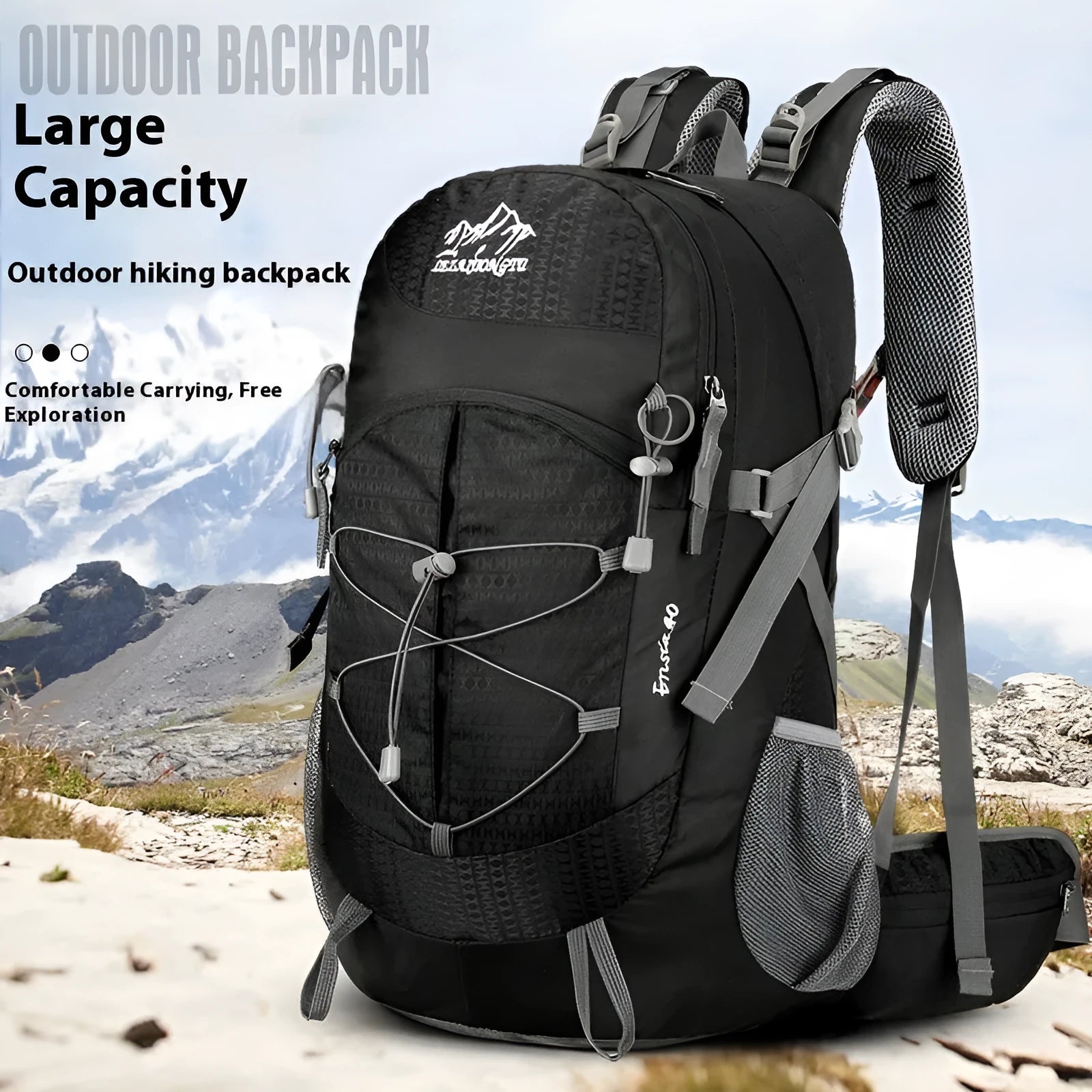 Outdoor hiking backpack nylon waterproof 20-35L unisex solid colour with air pillow belt