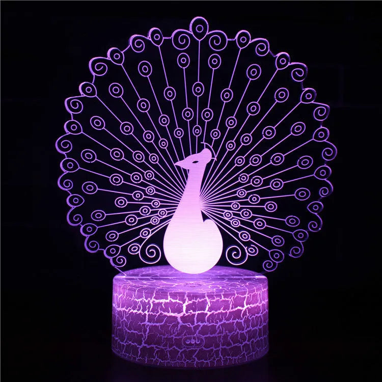 Colourful 3D acrylic USB touch table lamp with night scene design on 9.5cm base
