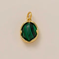 Natural stone and crystal geometric pendant on an O-shaped chain necklace, shown alongside birthstone pendant options.