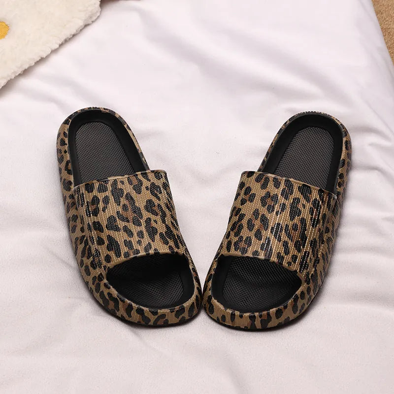 Women's leopard print EVA slippers with thick sole in multiple animal print colour options