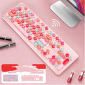 Macaron wired mechanical keyboard and green axis mouse set in rose red colour on desk