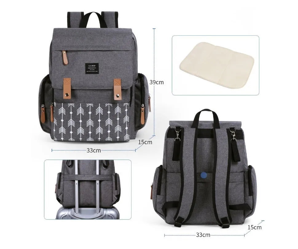 LAND large capacity oxford cloth diaper backpack with changing mat in various colours