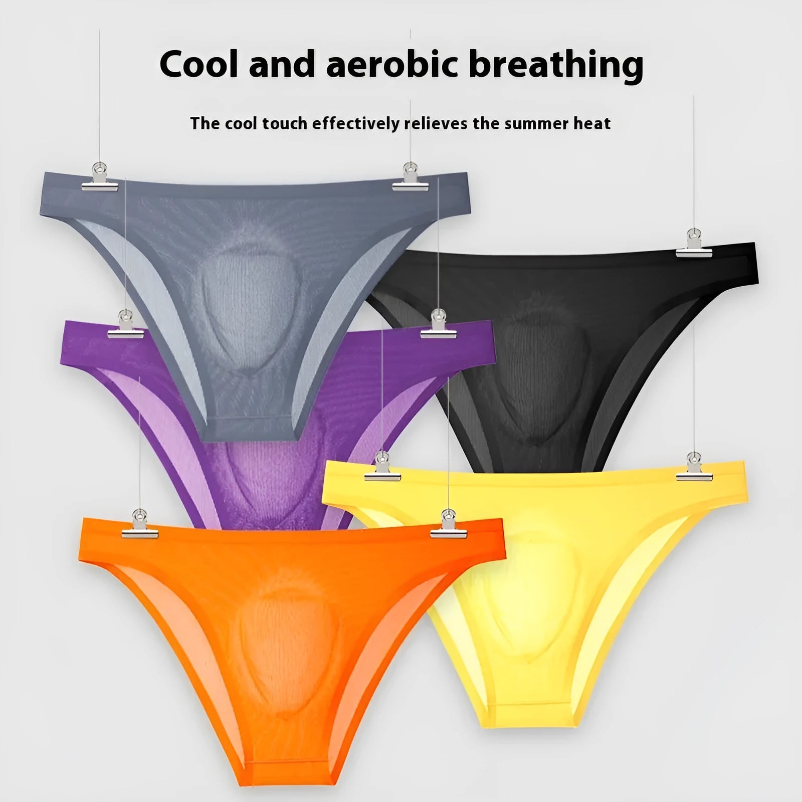 Ice silk seamless low waist panties in solid colours showing rib-weave fabric texture