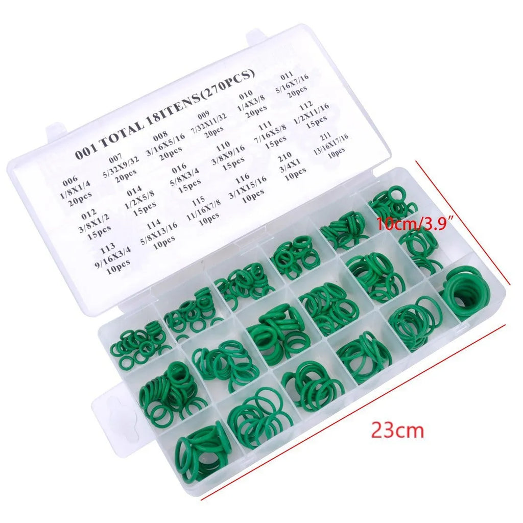 Green rubber O-ring for 270PC air conditioner, 23cm by 10cm by 3mm, on a white background