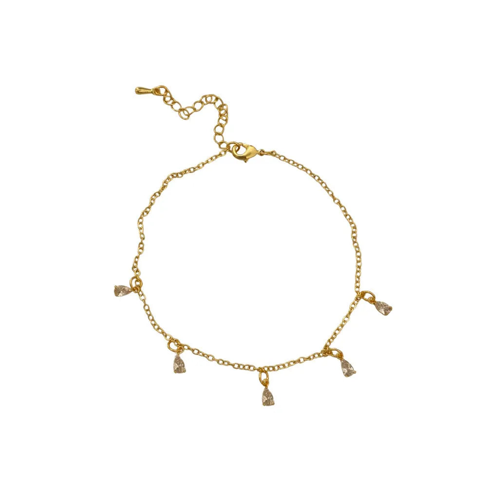 Zircon jewellery set showing necklace, earrings and anklet with geometric Korean-style design