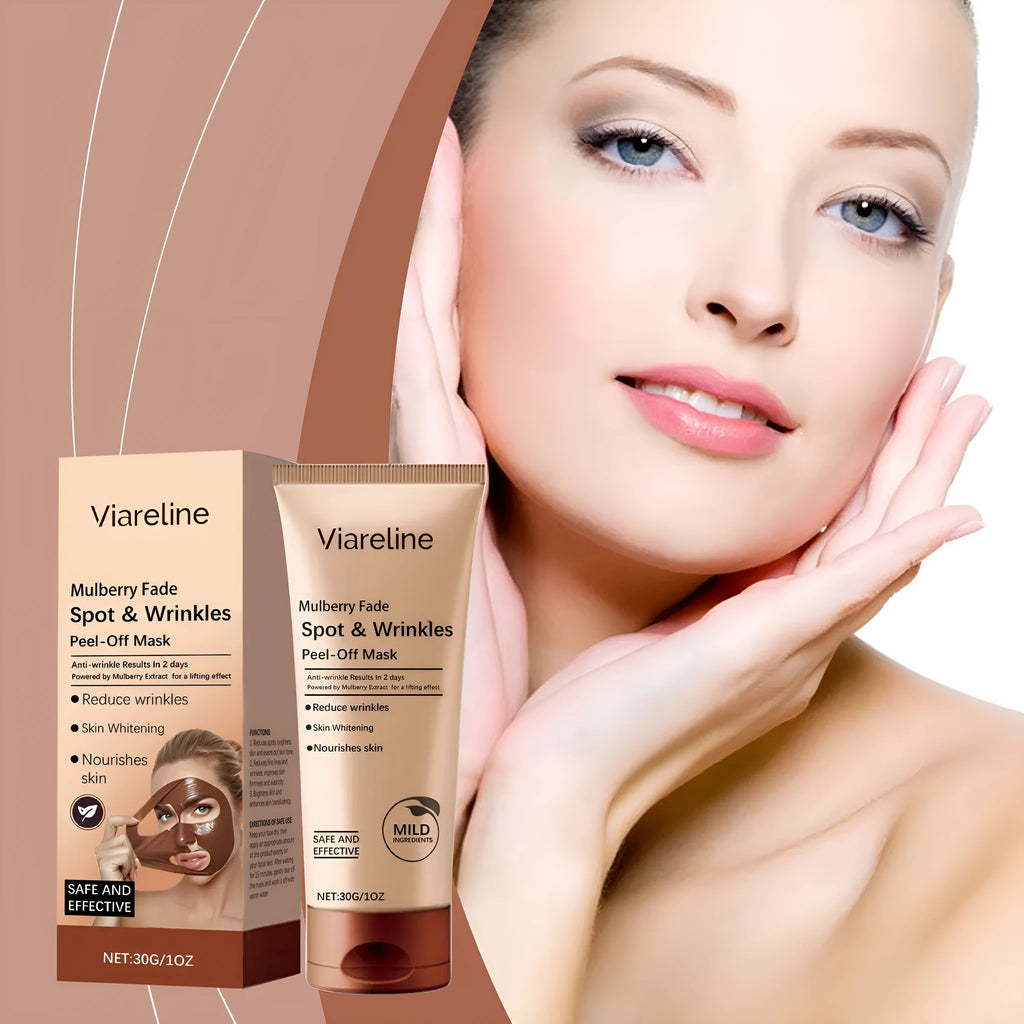 Single 30g sheet facial mask for wrinkle care containing hyaluronic acid and collagen.