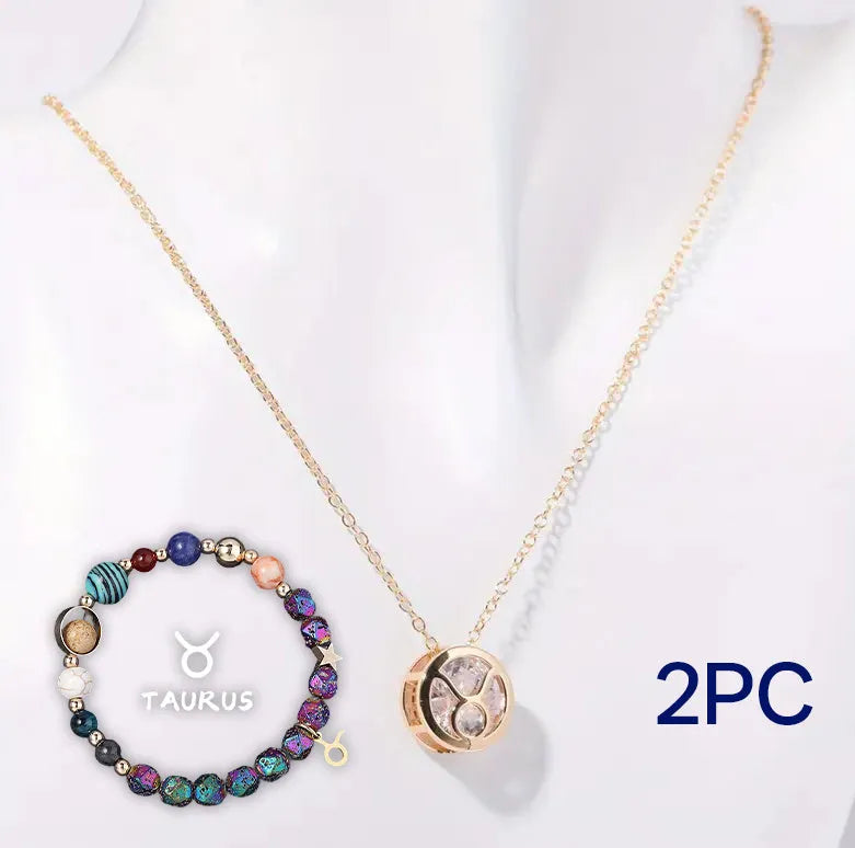 Natural stone beaded necklace and bracelet set showing round beads and adjustable closures