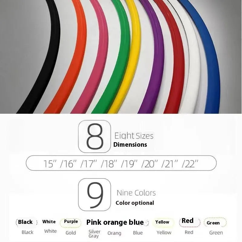 Set of four 18-inch car wheel hub guard circles in assorted colours showing scratch-resistant rim protection rings