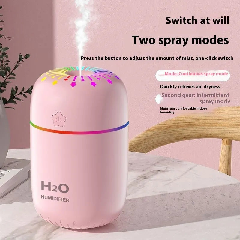 Compact white USB-powered mini humidifier with 300ml water tank