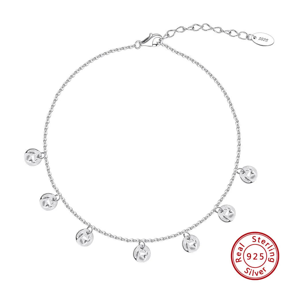 Geometric round S925 silver anklet with gold or platinum plating options