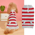 Grey dog sweater with blue horizontal zipper and button pockets on small dog