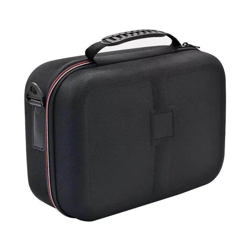 Black EVA game console accessory storage box bag with organised compartments for controllers and cables