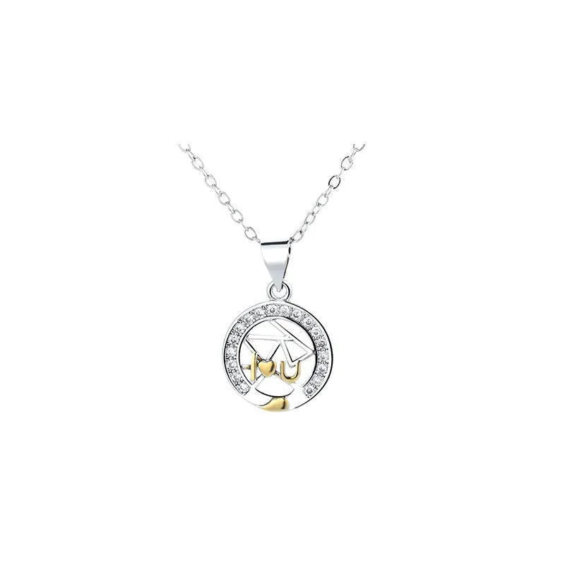 Sun moon couple necklace with copper pendant and cross chain in male and female colour variations