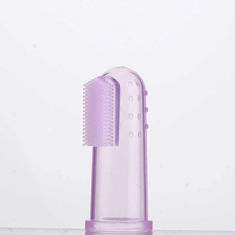 Transparent liquid silicone baby finger stall toothbrush for oral cleaning