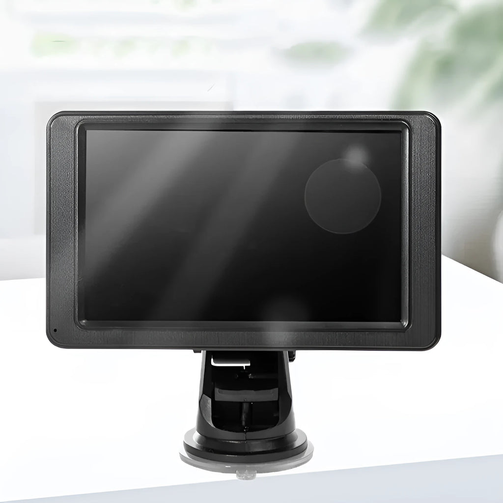 Black vehicle-mounted 7-inch MP5 player with LCD screen and included mounting accessories