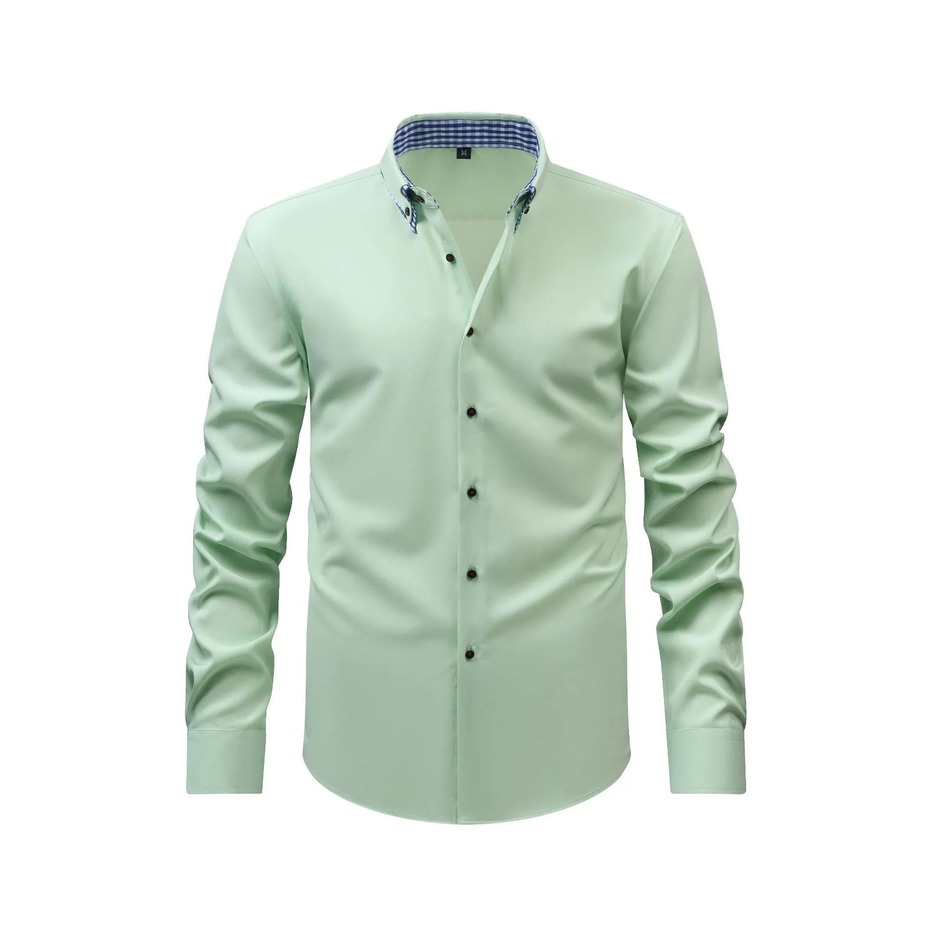Double collar stitching casual shirt in black showing cardigan style and solid colour design with button front