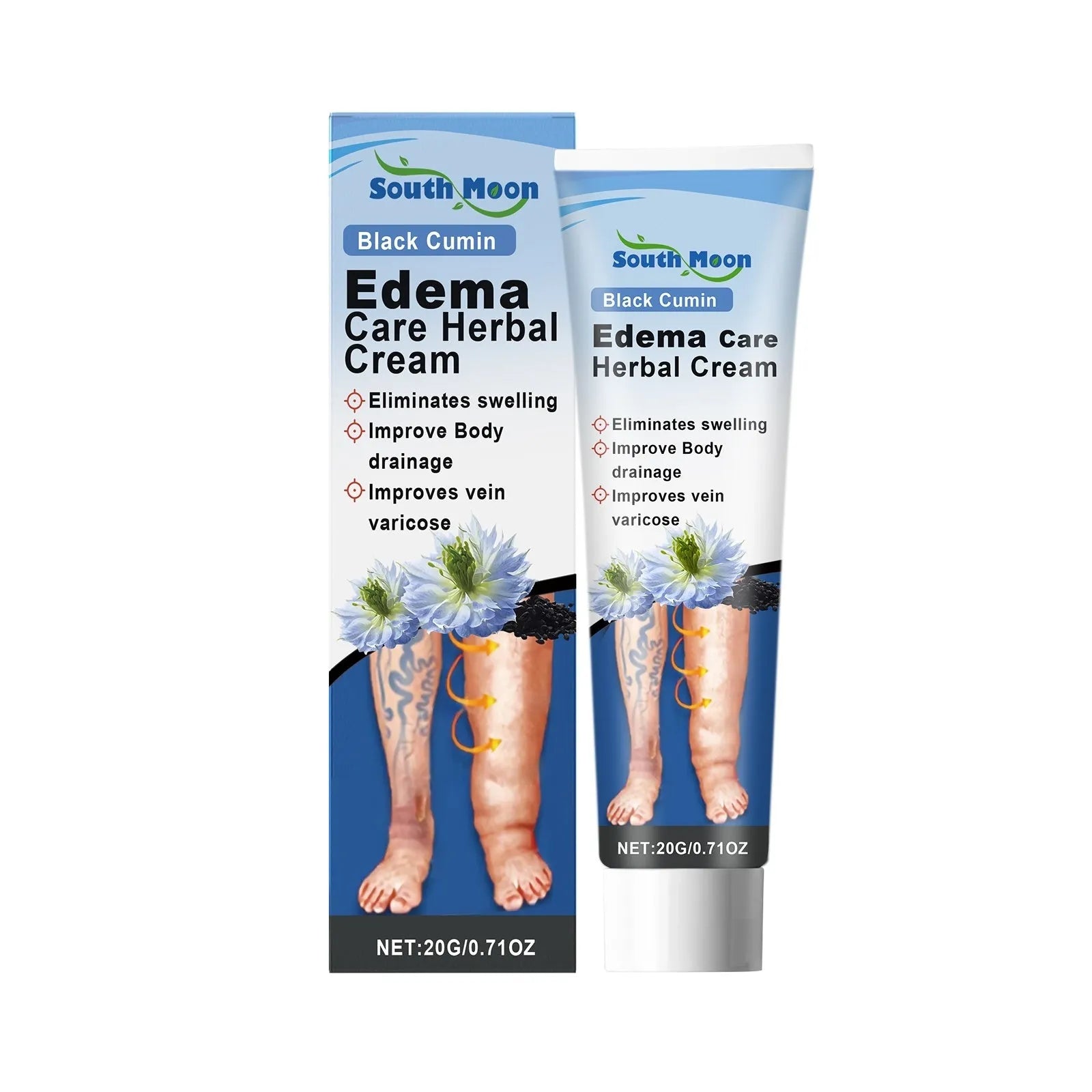 20g tube of Herbal Gentle Sopping Leg Care Cream on a white background.