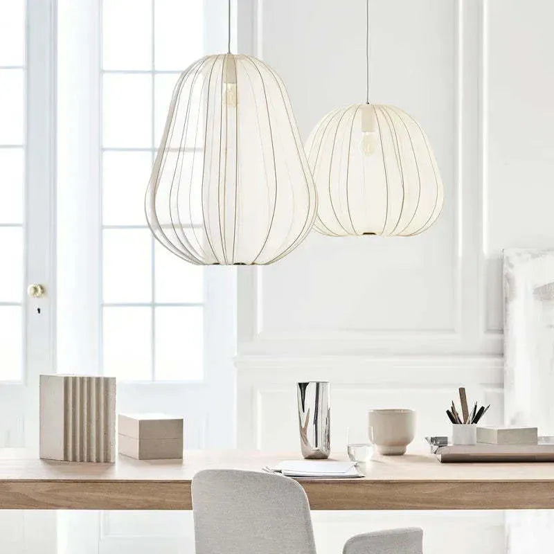 Japanese-style iron branch ceiling lamp, a pumpkin light in white or grey-blue with LED tricolour light.