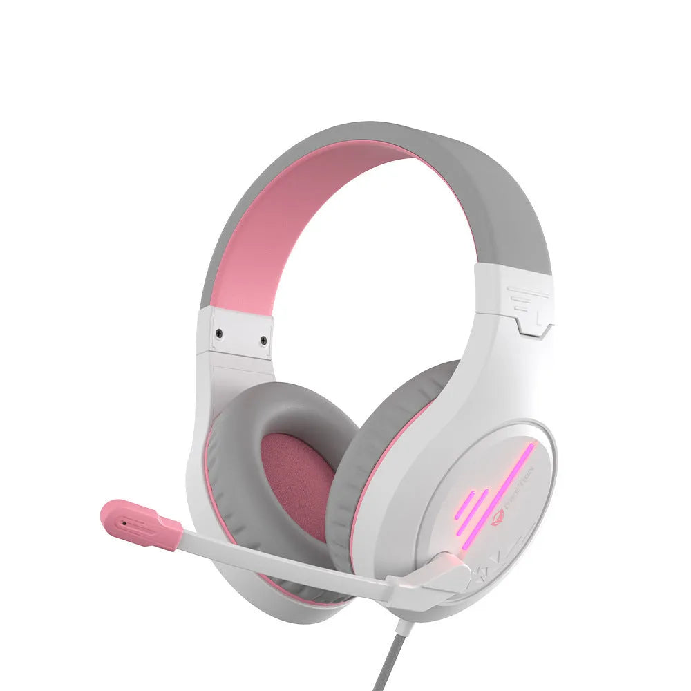 Lightweight wired gaming headset in black orange colour with adjustable headband and 50mm drivers