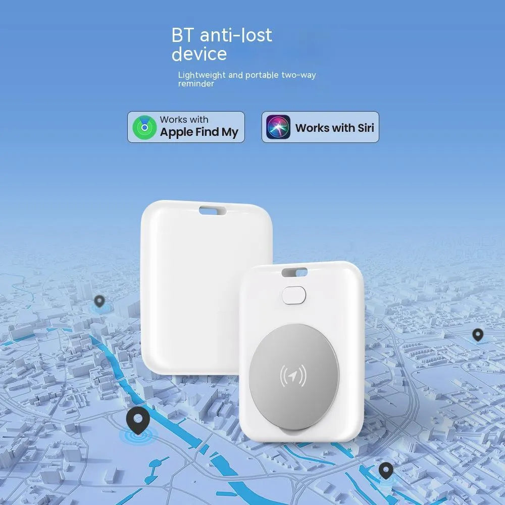 White ABS plastic pet tracking device for Apple users with portable collar attachment